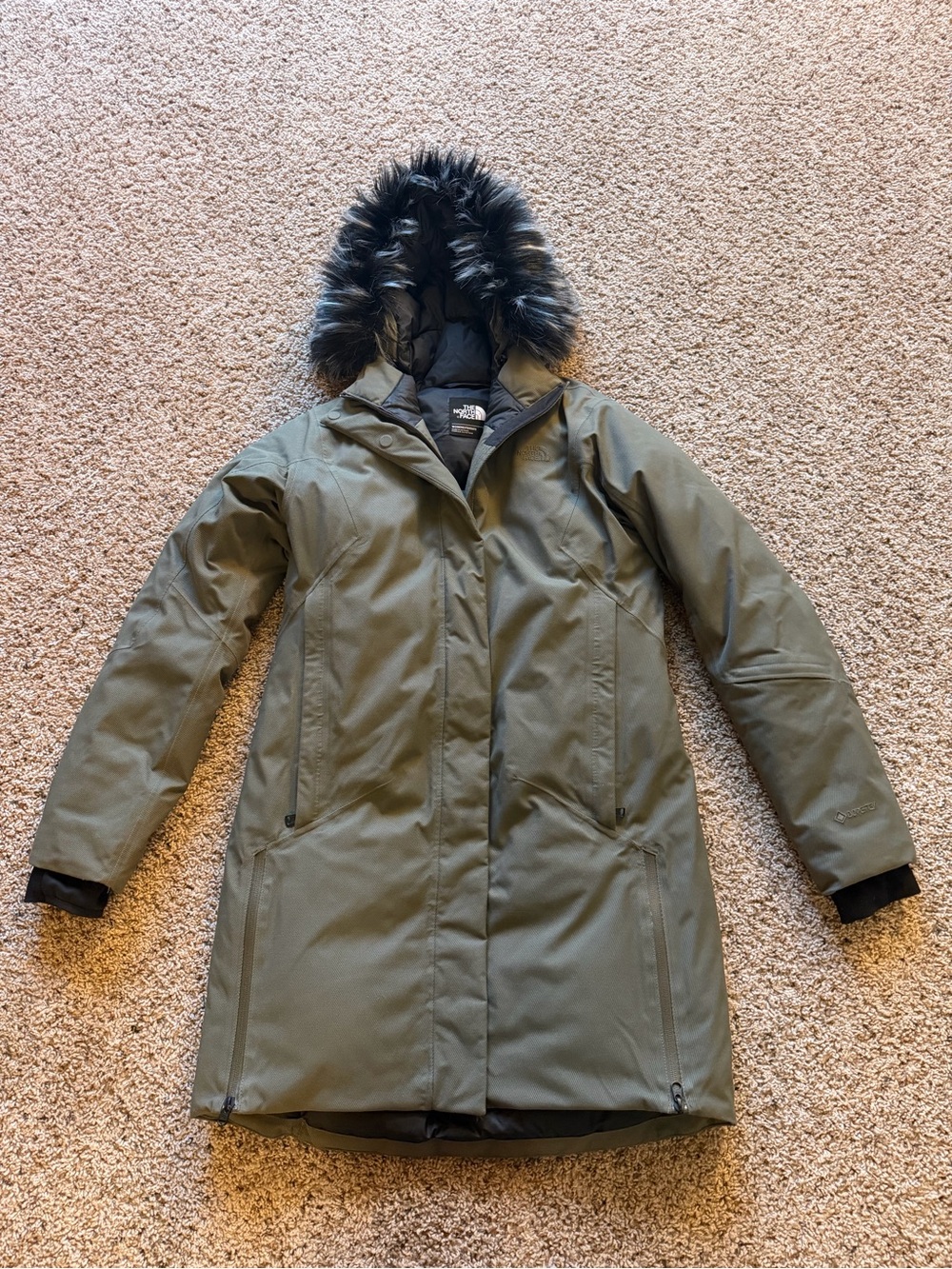 The North Face Women's Defdown GTX Parka – Olive Green – GORE-TEX Down – Size M
